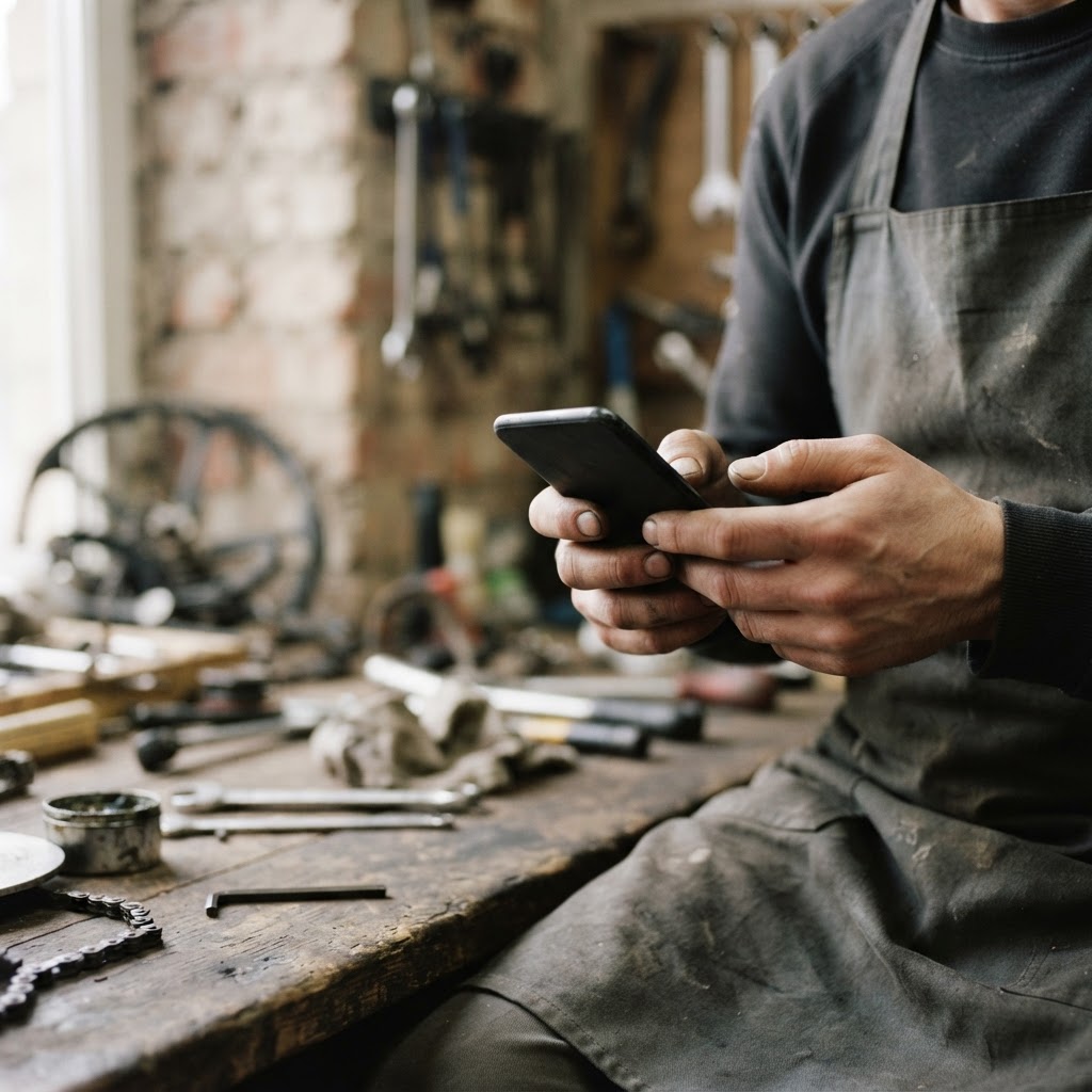 Hands arranging merchandise for a small shop’s product photograph